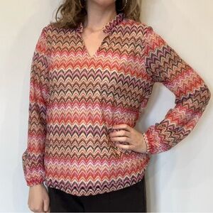 NWT CREAM Zigzag Patterned Blouse in size 36 small